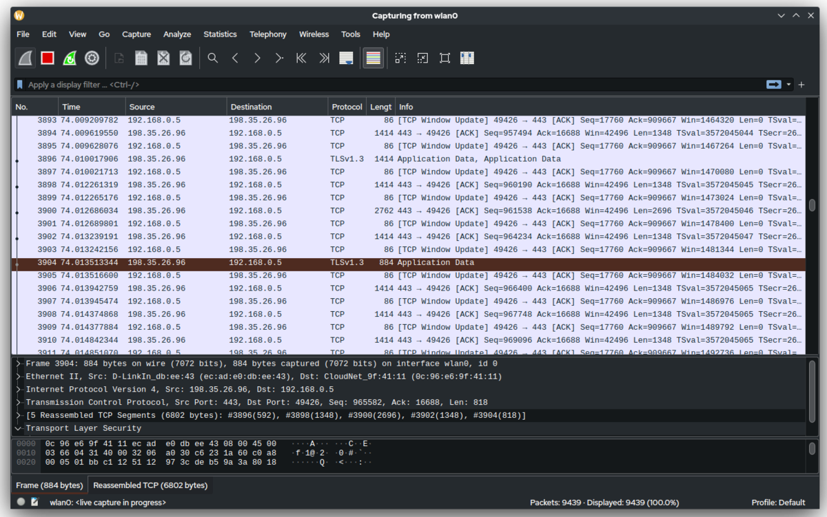 Wireshark ukázka