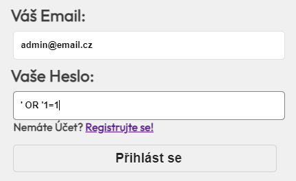 SQL injection ukázka 2